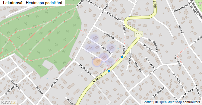 Leknínová - mapa podnikání