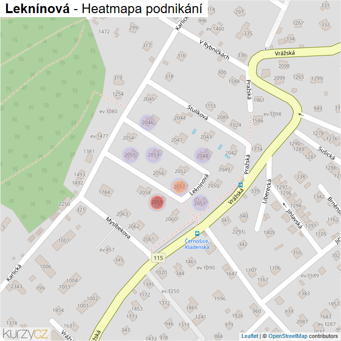 Mapa Leknínová - Firmy v ulici.