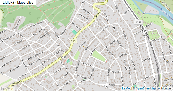 Lidická - mapa ulice