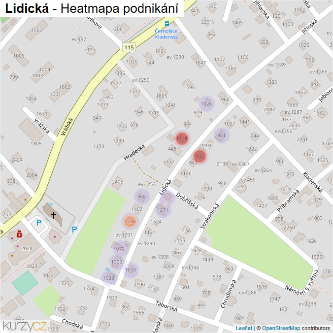 Mapa Lidická - Firmy v ulici.