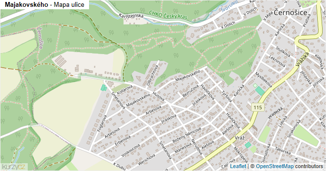 Majakovského - mapa ulice
