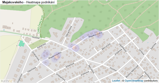 Majakovského - mapa podnikání