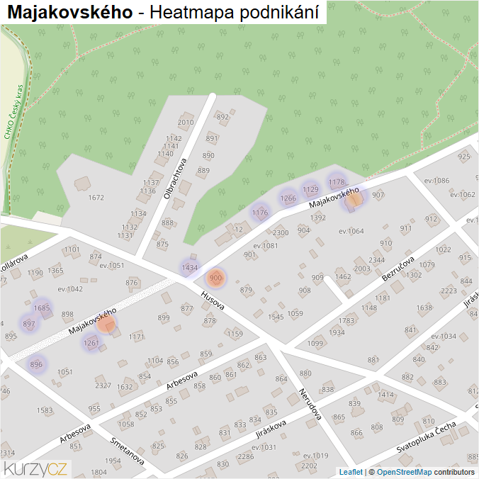 Mapa Majakovského - Firmy v ulici.