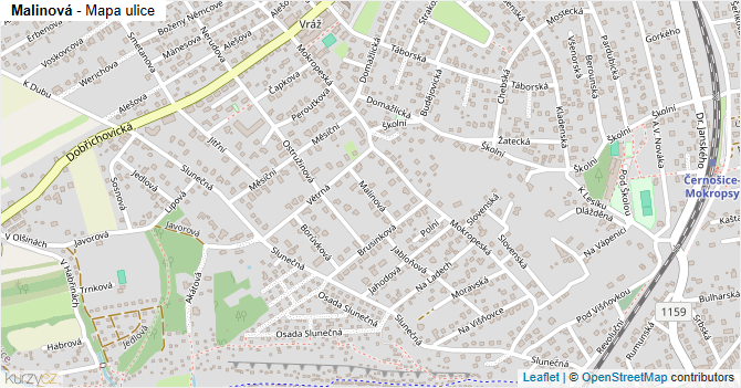 Malinová - mapa ulice