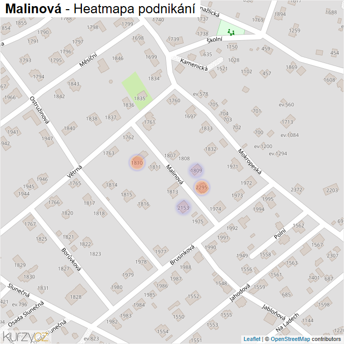 Mapa Malinová - Firmy v ulici.