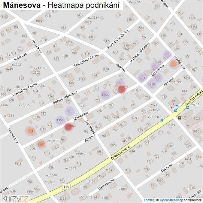 Mapa Mánesova - Firmy v ulici.