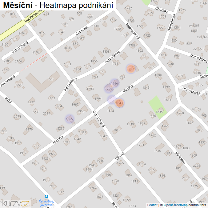 Mapa Měsíční - Firmy v ulici.
