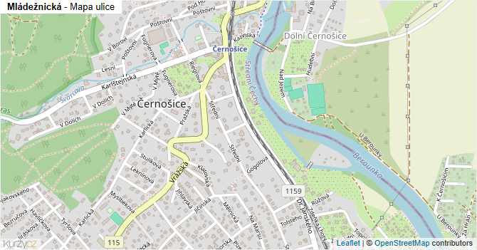 Mládežnická - mapa ulice