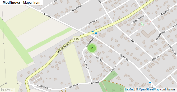 Modřínová - mapa firem