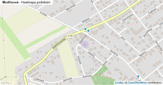 Modřínová - mapa podnikání