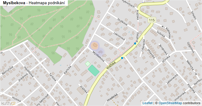 Myslbekova - mapa podnikání