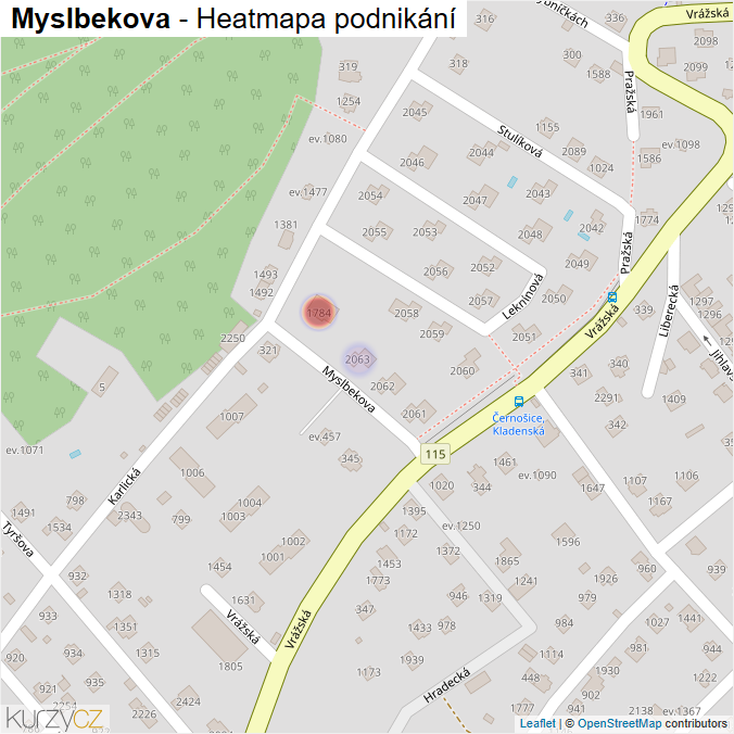 Mapa Myslbekova - Firmy v ulici.