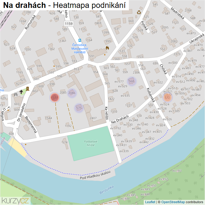 Mapa Na drahách - Firmy v ulici.