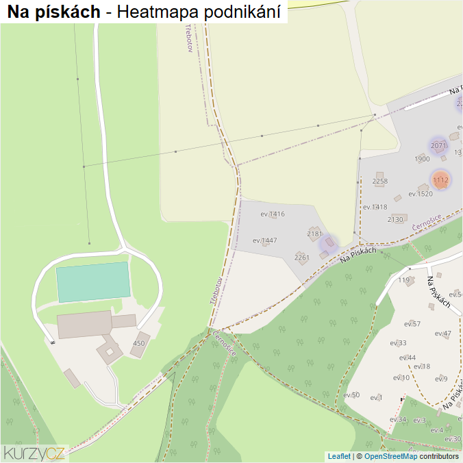 Mapa Na pískách - Firmy v ulici.