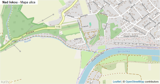 Nad řekou - mapa ulice
