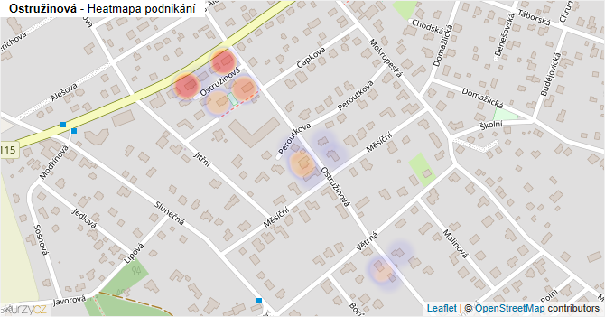 Ostružinová - mapa podnikání