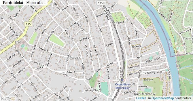 Pardubická - mapa ulice