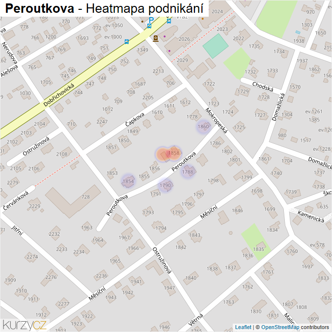 Mapa Peroutkova - Firmy v ulici.