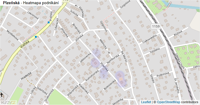 Plzeňská - mapa podnikání