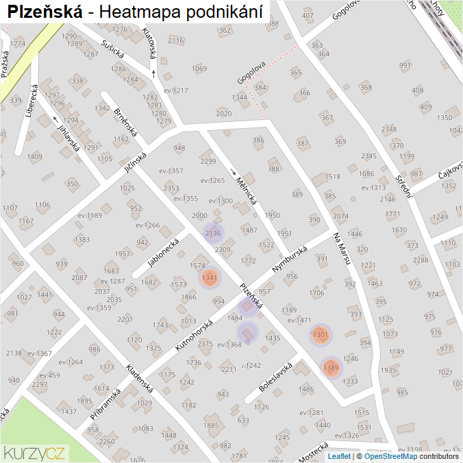 Mapa Plzeňská - Firmy v ulici.