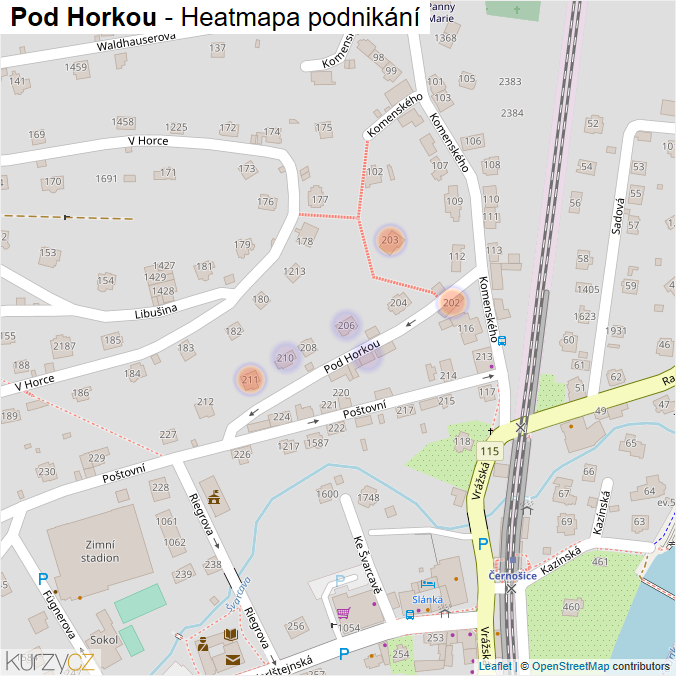 Mapa Pod Horkou - Firmy v ulici.