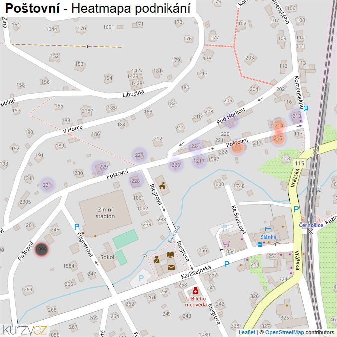 Mapa Poštovní - Firmy v ulici.