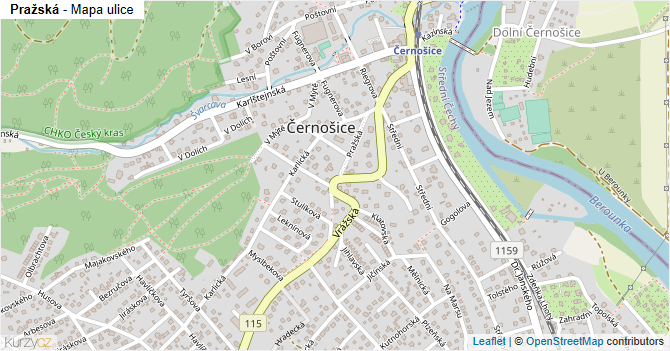 Pražská - mapa ulice