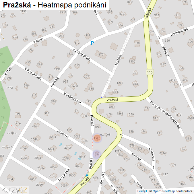 Mapa Pražská - Firmy v ulici.