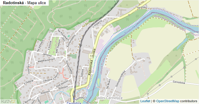 Radotínská - mapa ulice