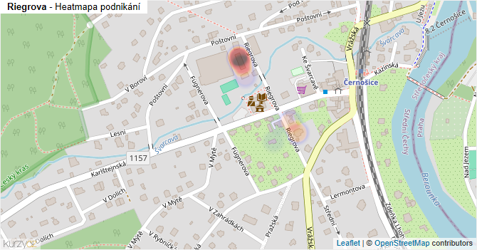 Riegrova - mapa podnikání