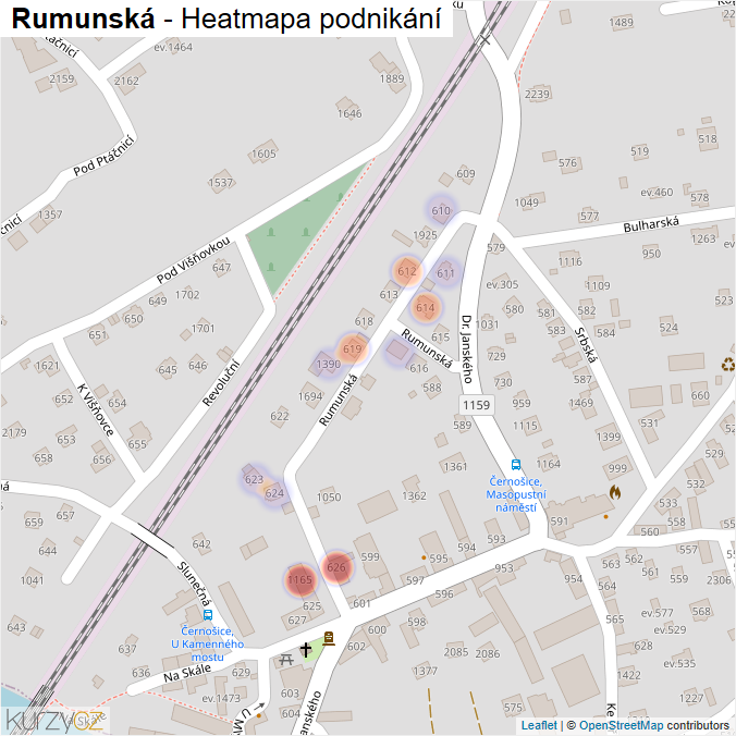 Mapa Rumunská - Firmy v ulici.
