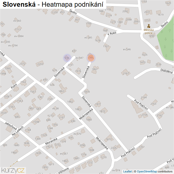 Mapa Slovenská - Firmy v ulici.