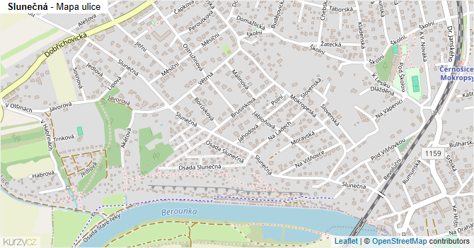 Slunečná - mapa ulice