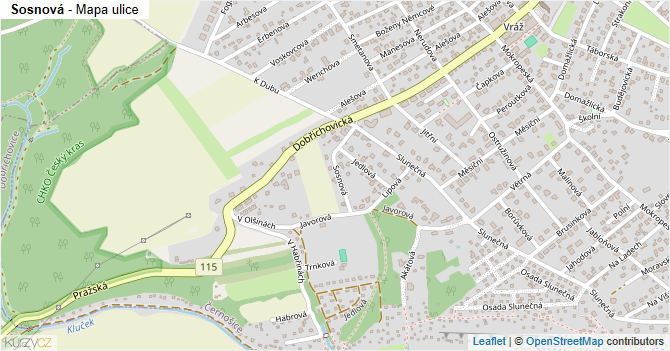 Sosnová - mapa ulice