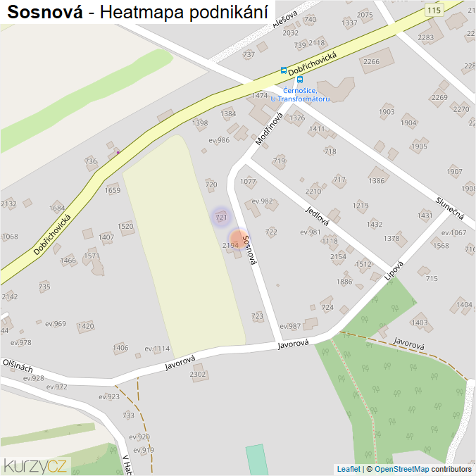 Mapa Sosnová - Firmy v ulici.