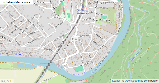 Srbská - mapa ulice