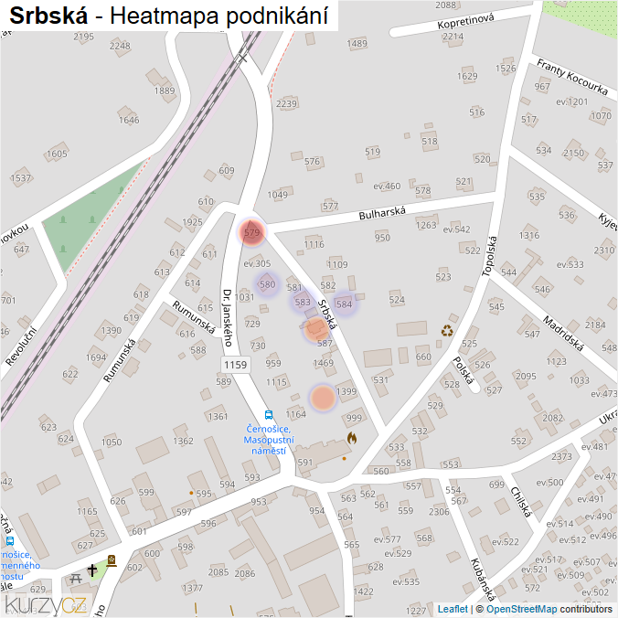 Mapa Srbská - Firmy v ulici.