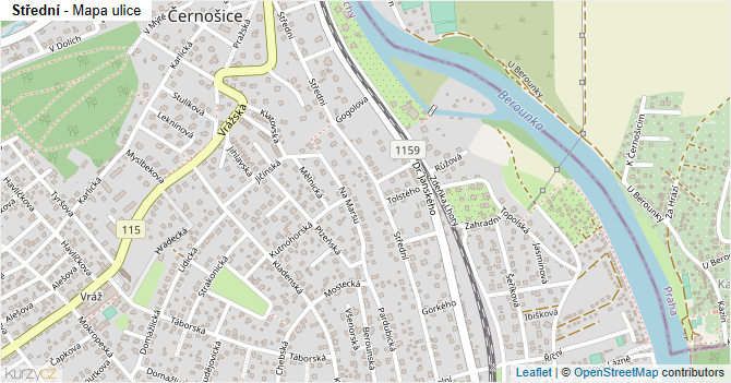 Střední - mapa ulice