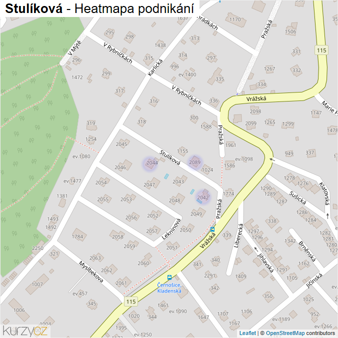 Mapa Stulíková - Firmy v ulici.