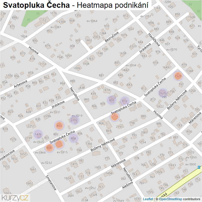 Mapa Svatopluka Čecha - Firmy v ulici.