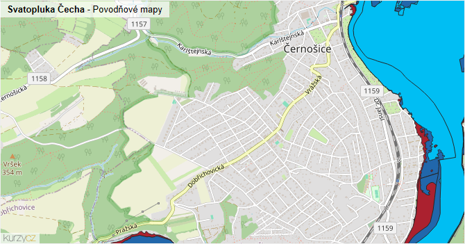 Svatopluka Čecha - záplavové mapy stoleté vody