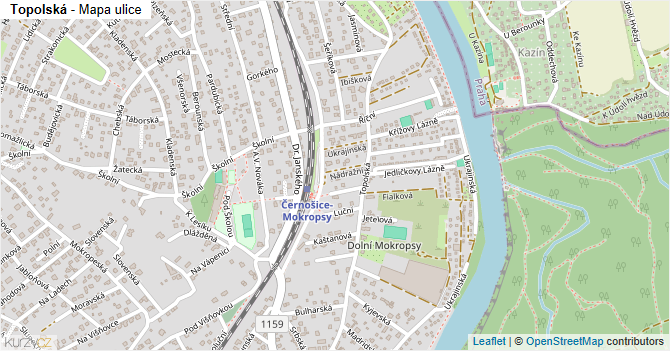 Topolská - mapa ulice