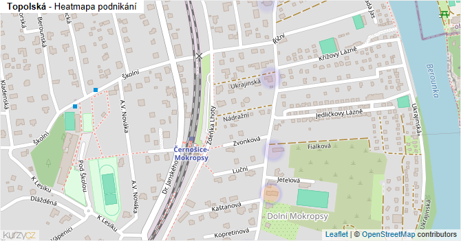 Topolská - mapa podnikání