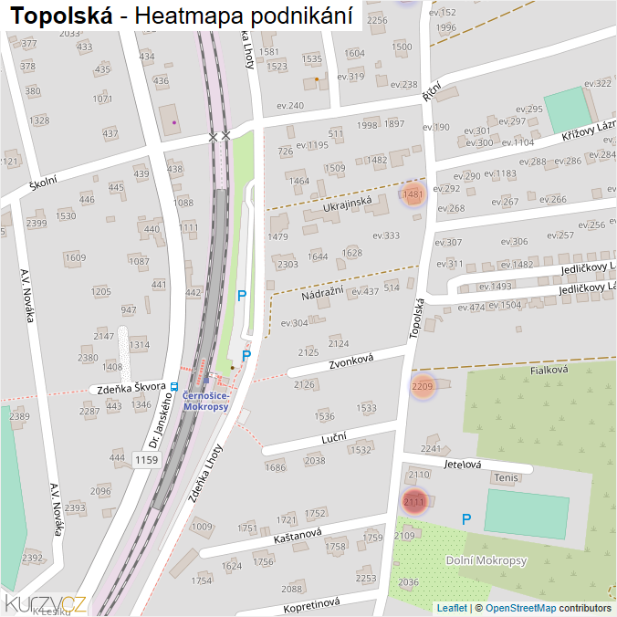 Mapa Topolská - Firmy v ulici.