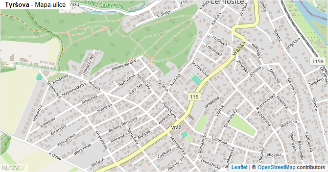 Tyršova - mapa ulice
