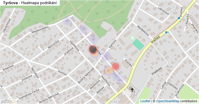 Tyršova - mapa podnikání