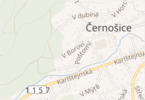 V boroví v obci Černošice - mapa ulice