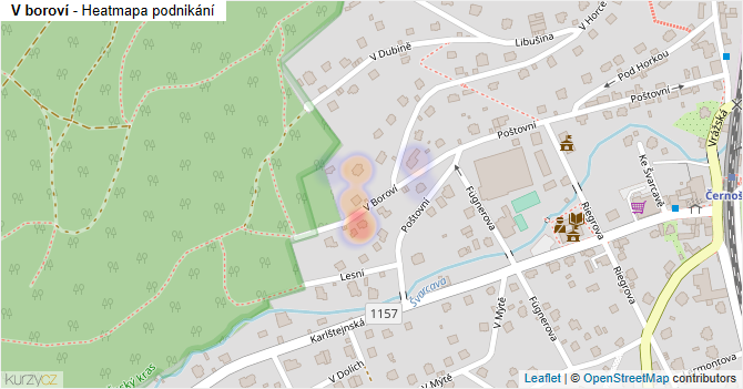 V boroví - mapa podnikání