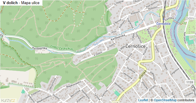V dolích - mapa ulice