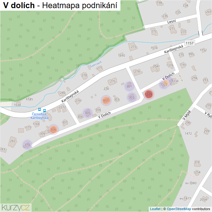 Mapa V dolích - Firmy v ulici.